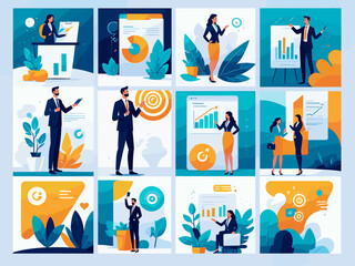 Personal, professional growth and self development - set of business concept illustrations. Visual stories collection