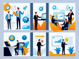 Productivity management tools - set of business concept illustrations. Visual stories collection