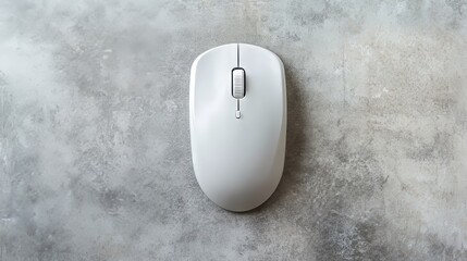 White computer mouse, top view.