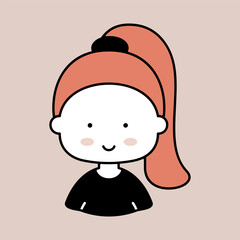 Woman girl head with ponytail vector icon