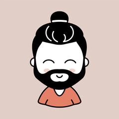 Man with beard and long hair vector icon
