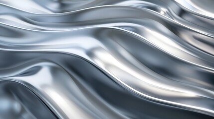 Obraz premium Metallic silver waves texture. Abstract background.