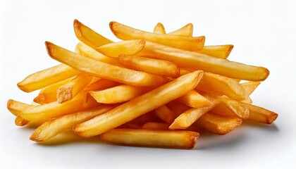 Fast food unseasoned French fries. potato based tasty meal isolated on a white background with shadow. Ideal graphic design resource for food tutorials, blog, edit. 