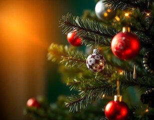 A flat lay of Christmas decorated paper, adorned with gold stars and silver ornaments, on a rustic dark  wooden table, with a cozy red and white knitted scarf beside it. fir beanches, small lights, 
