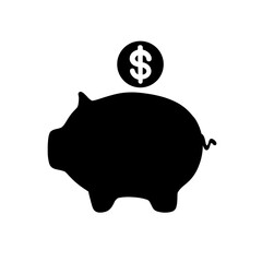 Obraz premium Vector Silhouette of a Piggy Bank with Dollar Sign