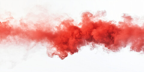 Red smoke isolated with a dynamic flowing effect, creating a smooth and transparent cloud of abstract mist, decorative background