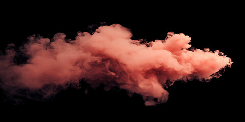 Obraz premium Red smoke isolated with a dynamic flowing effect, creating a smooth and transparent cloud of abstract mist, decorative background