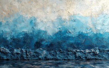 Abstract textured wall in shades of blue, evoking a serene and calming atmosphere.