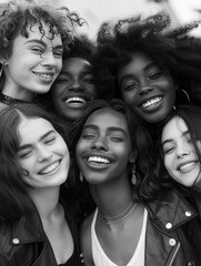 Obraz premium Young adults, various ethnicities; laughing together with joyful expressions