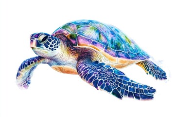 Fototapeta premium Colorful, intricate digital artwork of a turtle's shell.