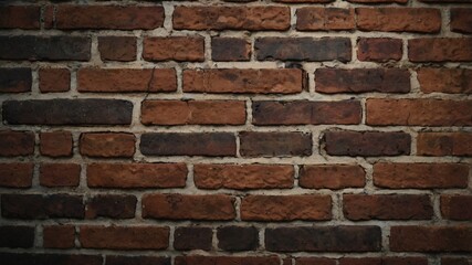 Fototapeta premium Old wall background showcasing stained aged bricks, exhibiting various hues of deep browns, rusty reds, and weathered grays, reflecting years of wear and tear, rich texture and history, evocative of t