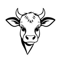 a black and white silhouette of a funny cartoon cow's head