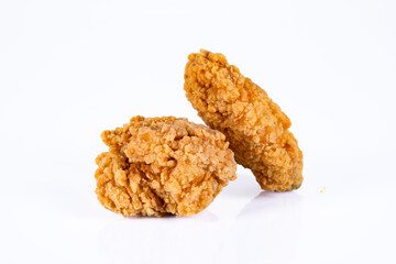  fried chicken wings on white background