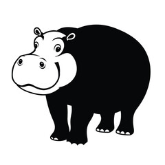 Obraz premium a black and white silhouette of a hippopotamus.