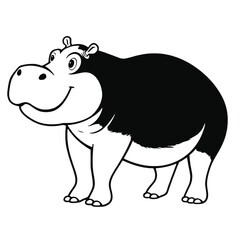 Obraz premium a black and white silhouette of a hippopotamus.