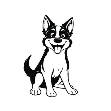 recommend clip art: a cartoon silhouette of a black and white border collie dog
