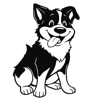 recommend clip art: a cartoon silhouette of a black and white border collie dog