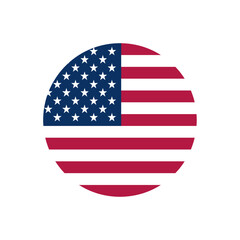 The United States of America USA flag icon. The country sign. Round shape. Isolated on a white background. Vector image. © Nivins McTwisp