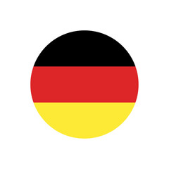 Germany flag icon. The country sign. Round shape. Isolated on a white background. Vector image.