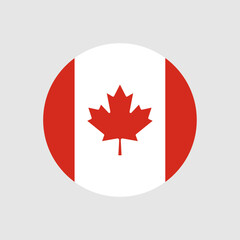 Canada flag icon. The country sign. Round shape. Vector image.
