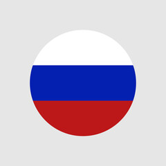 Russia flag icon. The country sign. Round shape. Vector image.