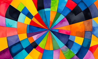 Fototapeta premium Abstract bright multicolor background, colorful concentric pattern