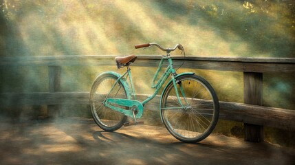 Fototapeta premium Vintage Bicycle on a Rustic Bridge in Soft Light