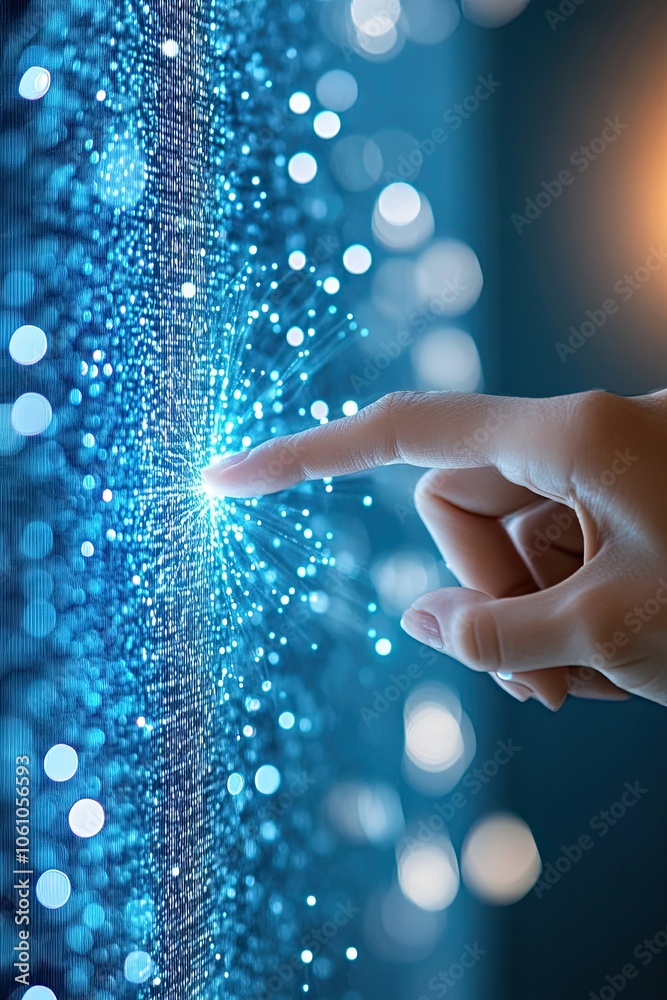 Aufkleber Human and Robot Hands Connect With the Vast Network of Big Data in a Digital Environment