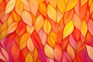 Fototapeta premium Seamless pattern of vibrant abstract autumn leaves in warm colors