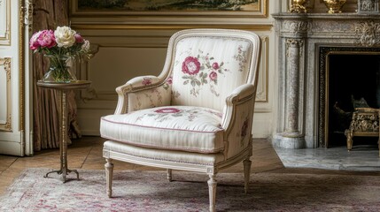 Elegant Floral Armchair in Luxurious Setting