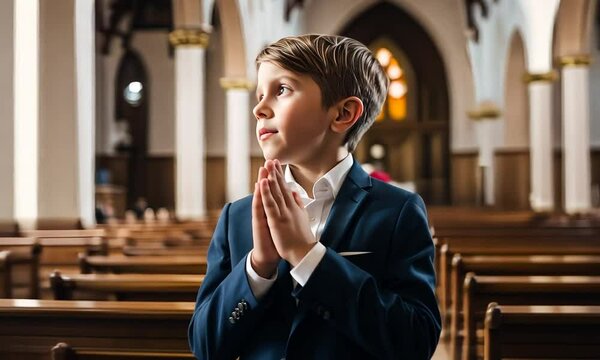 Child taking communion in church.