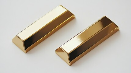 Shiny Gold Bars Resting on a Clean White Surface Showcasing Elegance Generative AI