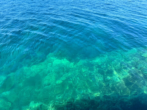 Beautiful sea water blue turquoise transparent surface. 