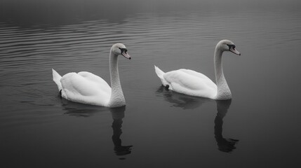 Fototapeta premium Two Swans in Mist