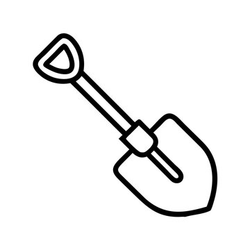 recommend clip art: Line art icon of a shovel for gardening