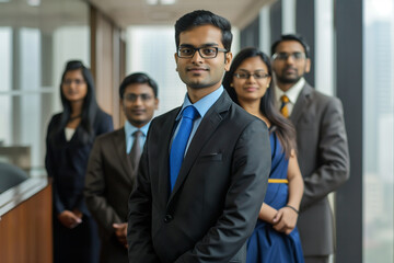 Photograph of a India professional group of lawyers with the director at the front.
