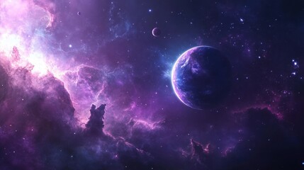 Obraz premium Majestic Cosmic Landscape with Planets and Nebulae