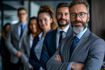 Photograph of a Switzerland professional group of lawyers with the director at the front.