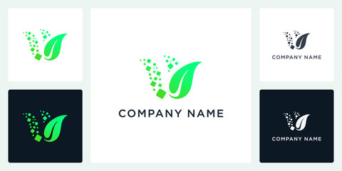 Vector letter W greentech logo and icon editable