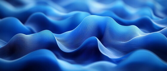 Abstract waves in shades of blue creating a fluid, dynamic visual effect.