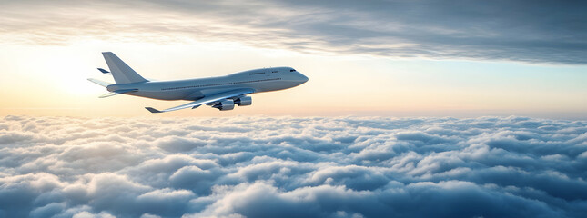 A state-of-the-art supersonic passenger plane gliding above the clouds, epitomizing progress in the field of transportation.