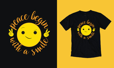 peace begin with a smile emoji t shirt design free template 