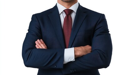 Confident Businessman in Suit with Arms Crossed