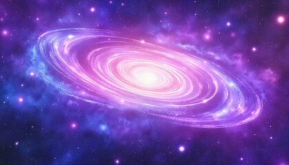 Obraz premium Vibrant galaxy swirling in shades of purple and blue in a cosmic digital art style, cosmic energy fields