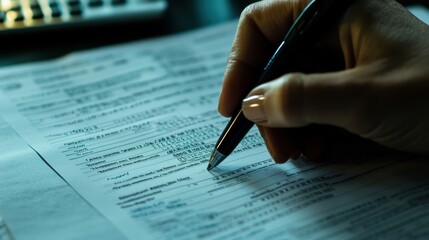 Filling Out a Legal Document with a Pen