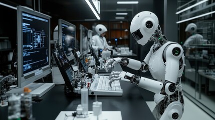 Fototapeta premium Advanced Robotics and AI in Modern Research Lab