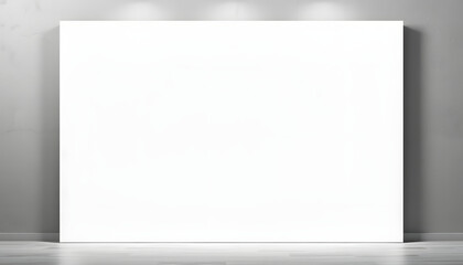 White empty canvas. Gray wall on background. Mock up poster frame, canvas template isolated with white highlights, png