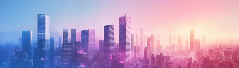 Obraz premium Vibrant Cityscape at Dusk: A Stunning Panorama of Urban Splendor