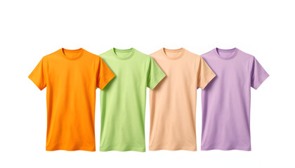 Shortsleeve cotton tshirt templates of various shades isolated on white isolated isolated with white highlights, png