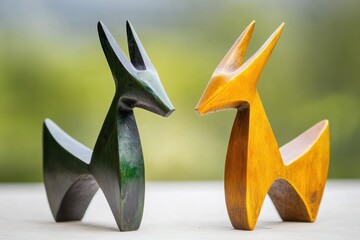 Brushed Hammered Bronze Creatures Standing Gracefully Under Natural Light